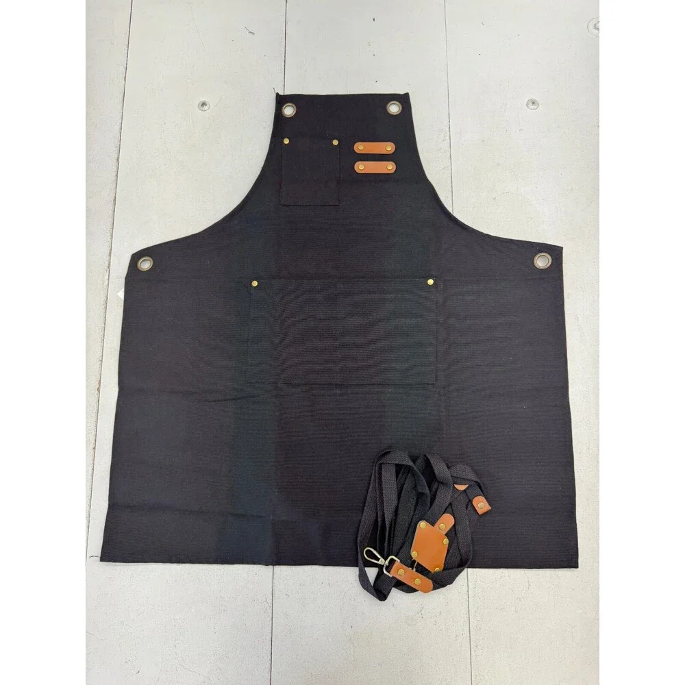 Fun Chaos Black Canvas Apron Cross Back Strap Unisex One Size